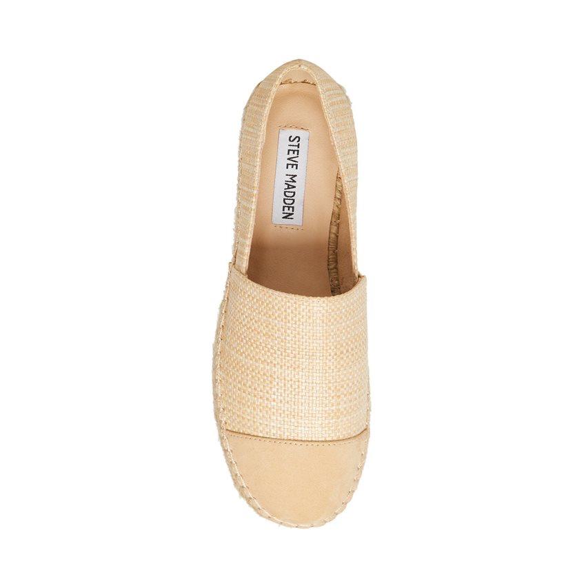 Beige Steve Madden Kitt Natural Raffia Women's Platform Shoes | PH 0613QGK